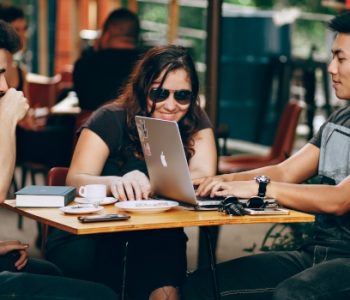 digital nomads working in a restaurant